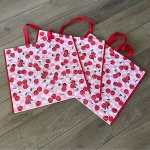 Homegoods TJMaxx Marshalls Viral Pink Red Cherry Print Tote Bags Set of 3 NWOT
